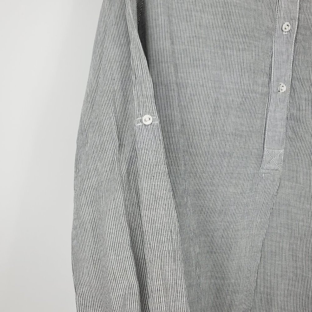 Stateside Striped Cotton Popover Shirt Dress Grey/White Small - Picture 3 of 9